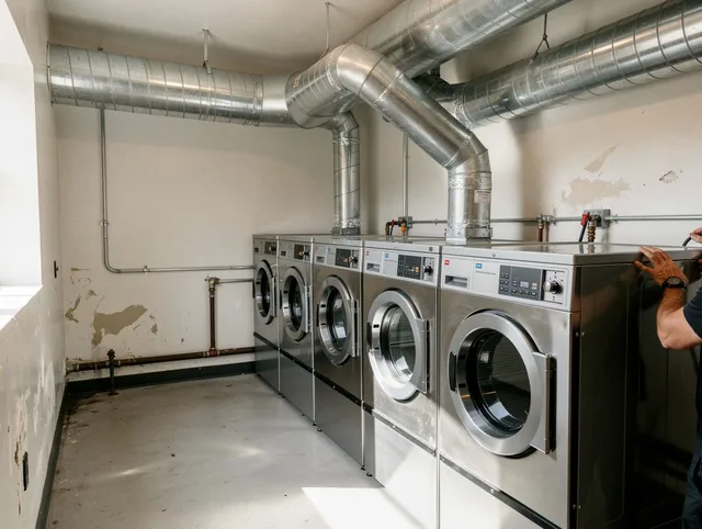 Hilliard Dryer Vent Cleaning team performing large-scale commercial dryer vent cleaning in Hilliard