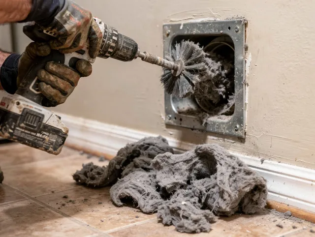 Certified Hilliard Dryer Vent Cleaning technician performing dryer vent cleaning in Hilliard