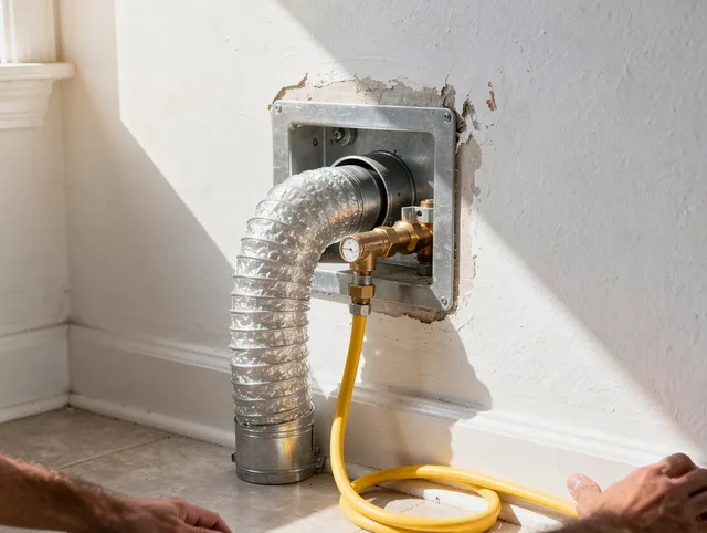 Hilliard Dryer Vent Cleaning certified technician performing specialized gas dryer vent cleaning in Hilliard